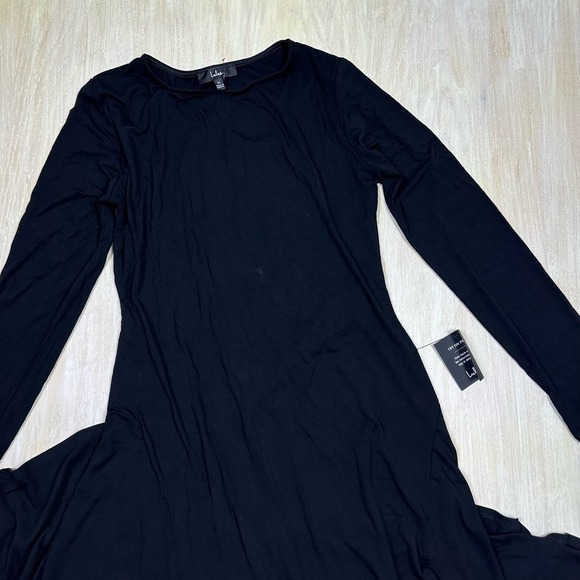 NWT Lulu's Swept Away Black Long Sleeve Jersey Knit Side Slit Maxi Dress Size XL - Picture 3 of 15